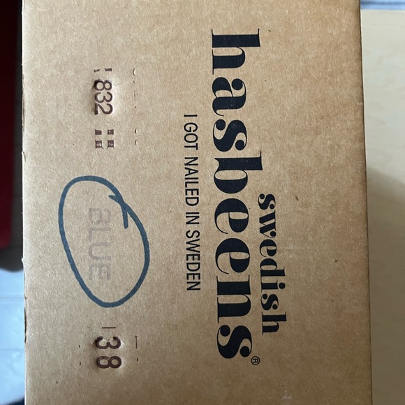 Blue Swedish Hasbeen Peep-toe Clogs with ankle strap size 38 (7.5 - 8 US) - Picture 5 of 5